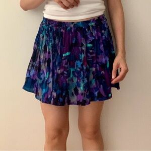 Buffalo David Bitton Elastic Waist Pleated Ruffle Flowy Floral Skirt